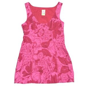 Free People Mini Dress Womens Size 4 Pink Red Tropical Floral Hawaiian Vacation